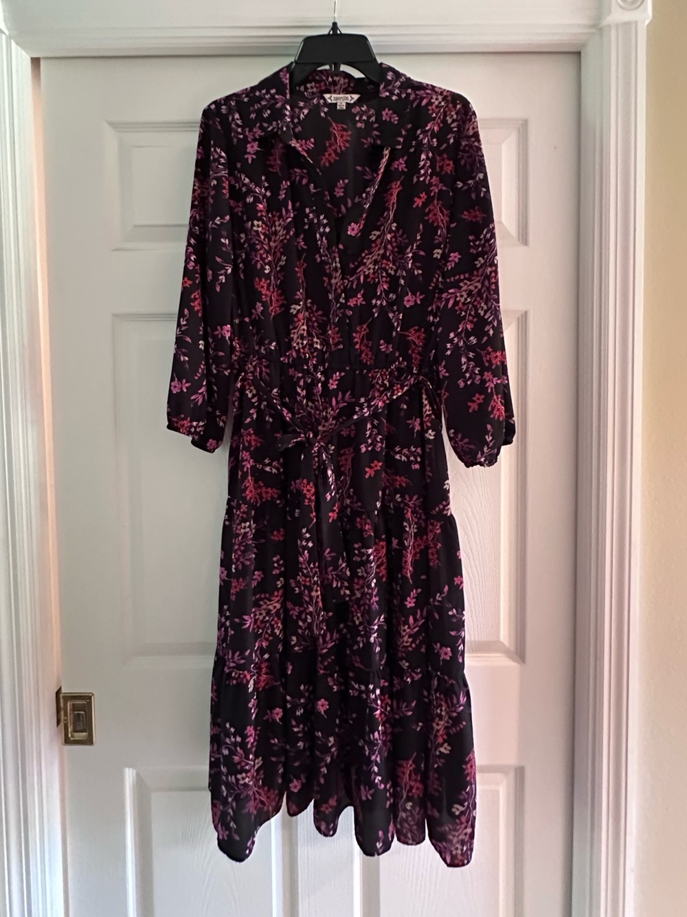 Nanette Lepore Black Midi Dress with Floral Print